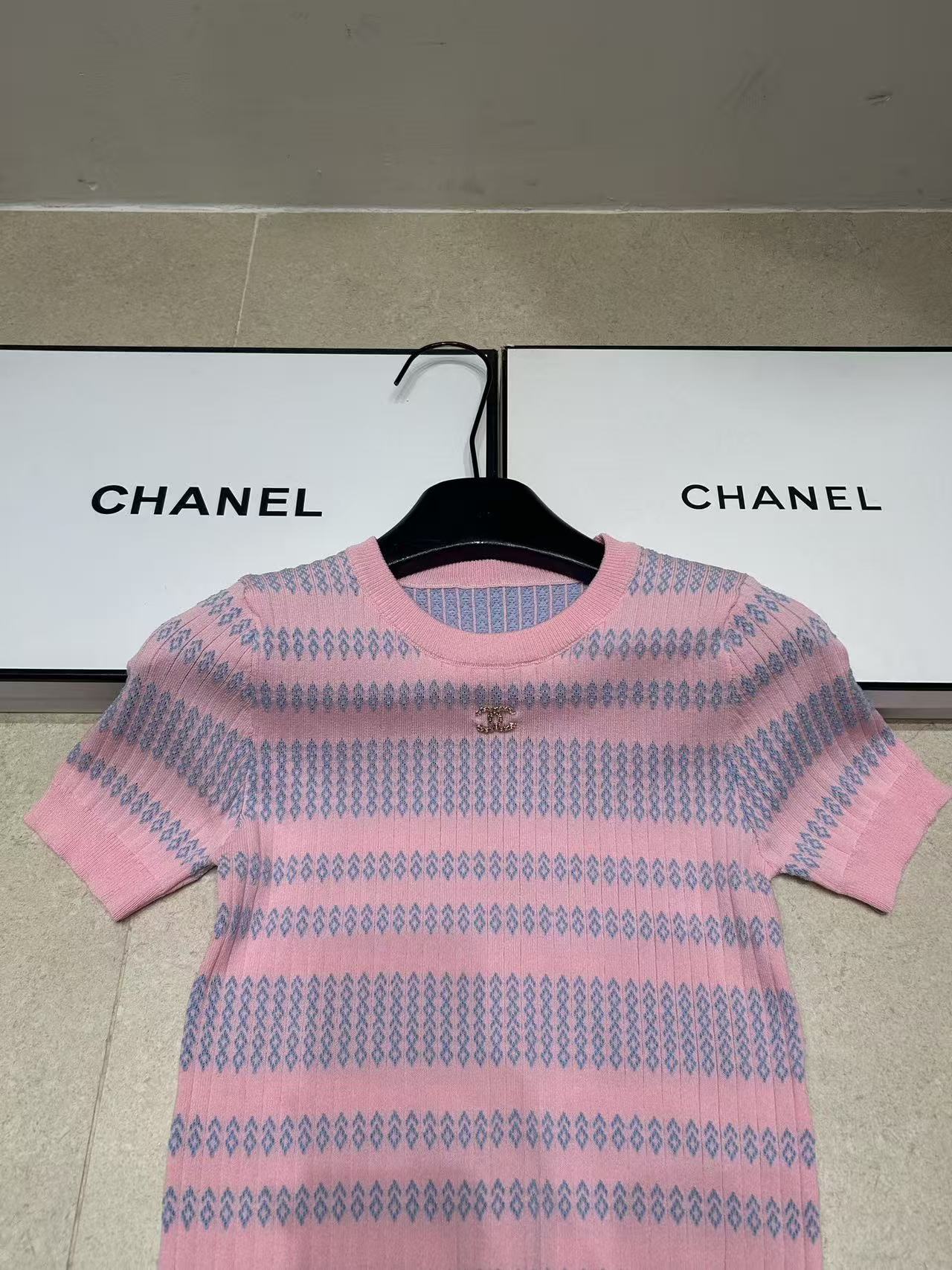 CHANE1 ストライプ柄ダブルCウールセーター【50％割引+送料無料】