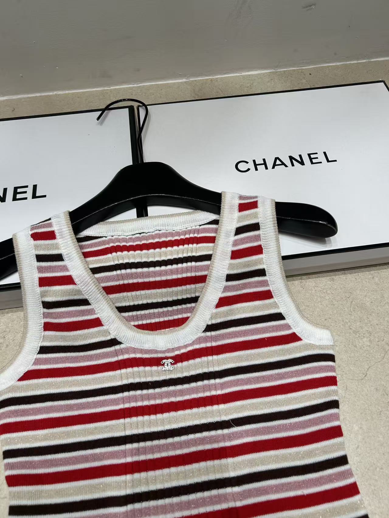 CHANE1 ウール Vネック ストライプ ベスト【50％割引+送料無料】