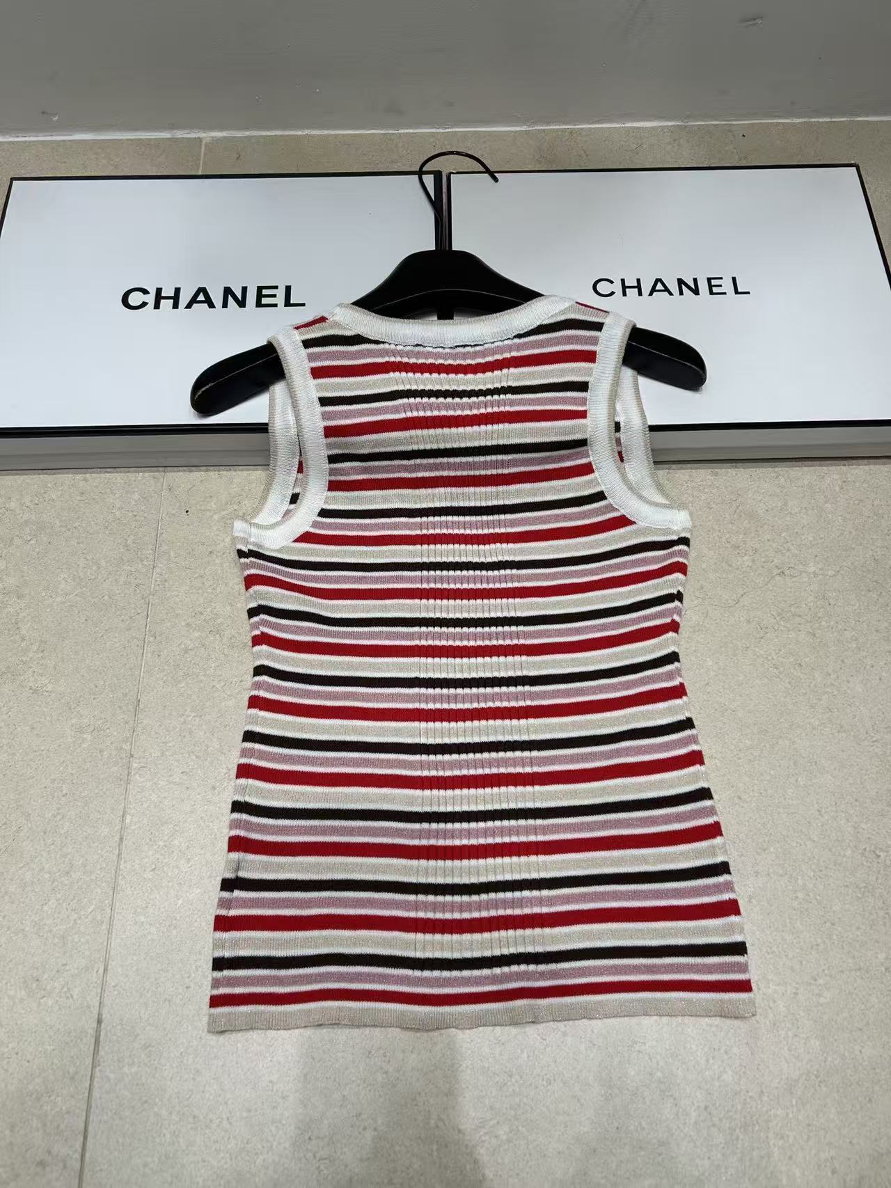 CHANE1 ウール Vネック ストライプ ベスト【50％割引+送料無料】