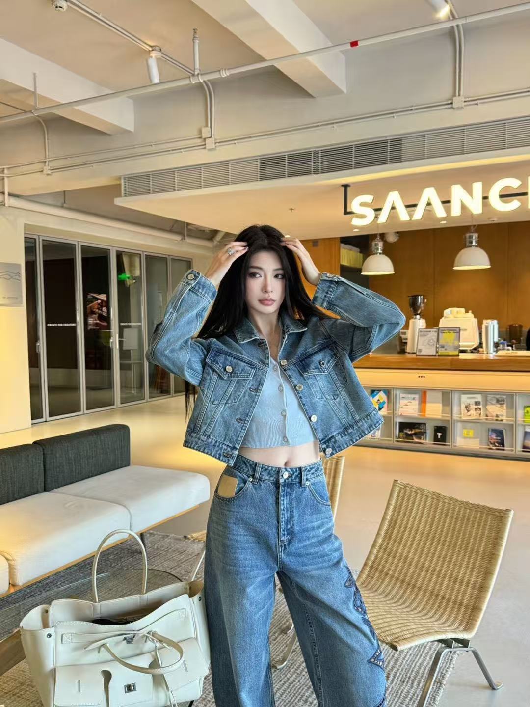 LV刺繍入りデニムショーツ／ジャケット【50％割引+送料無料】