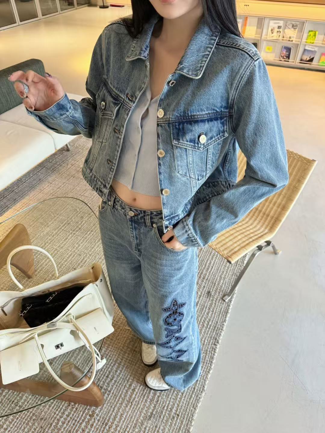 LV刺繍入りデニムショーツ／ジャケット【50％割引+送料無料】