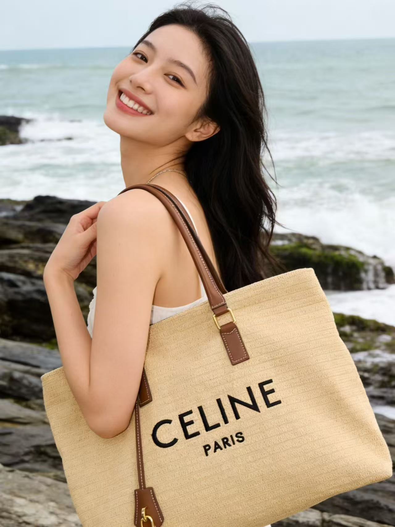 CEL1NE ストロー織りレターショッピングバッグ【50％割引+送料無料】