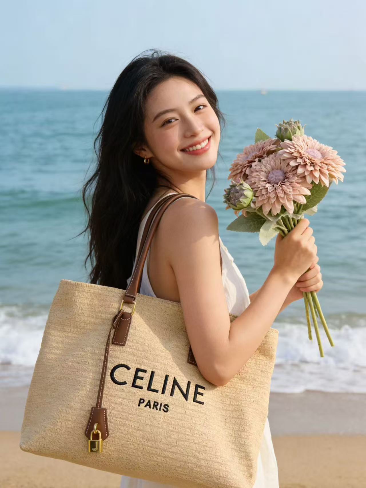 CEL1NE ストロー織りレターショッピングバッグ【50％割引+送料無料】