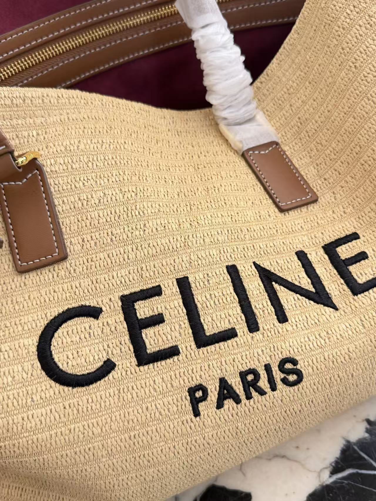 CEL1NE ストロー織りレターショッピングバッグ【50％割引+送料無料】