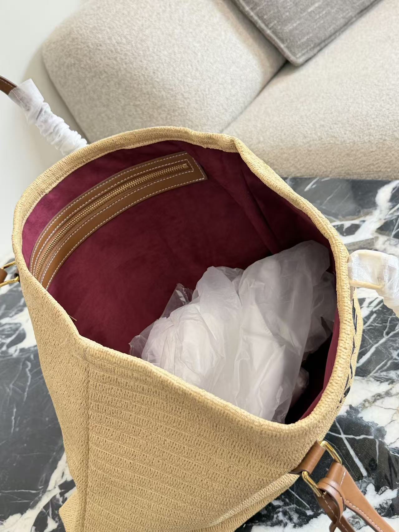 CEL1NE ストロー織りレターショッピングバッグ【50％割引+送料無料】