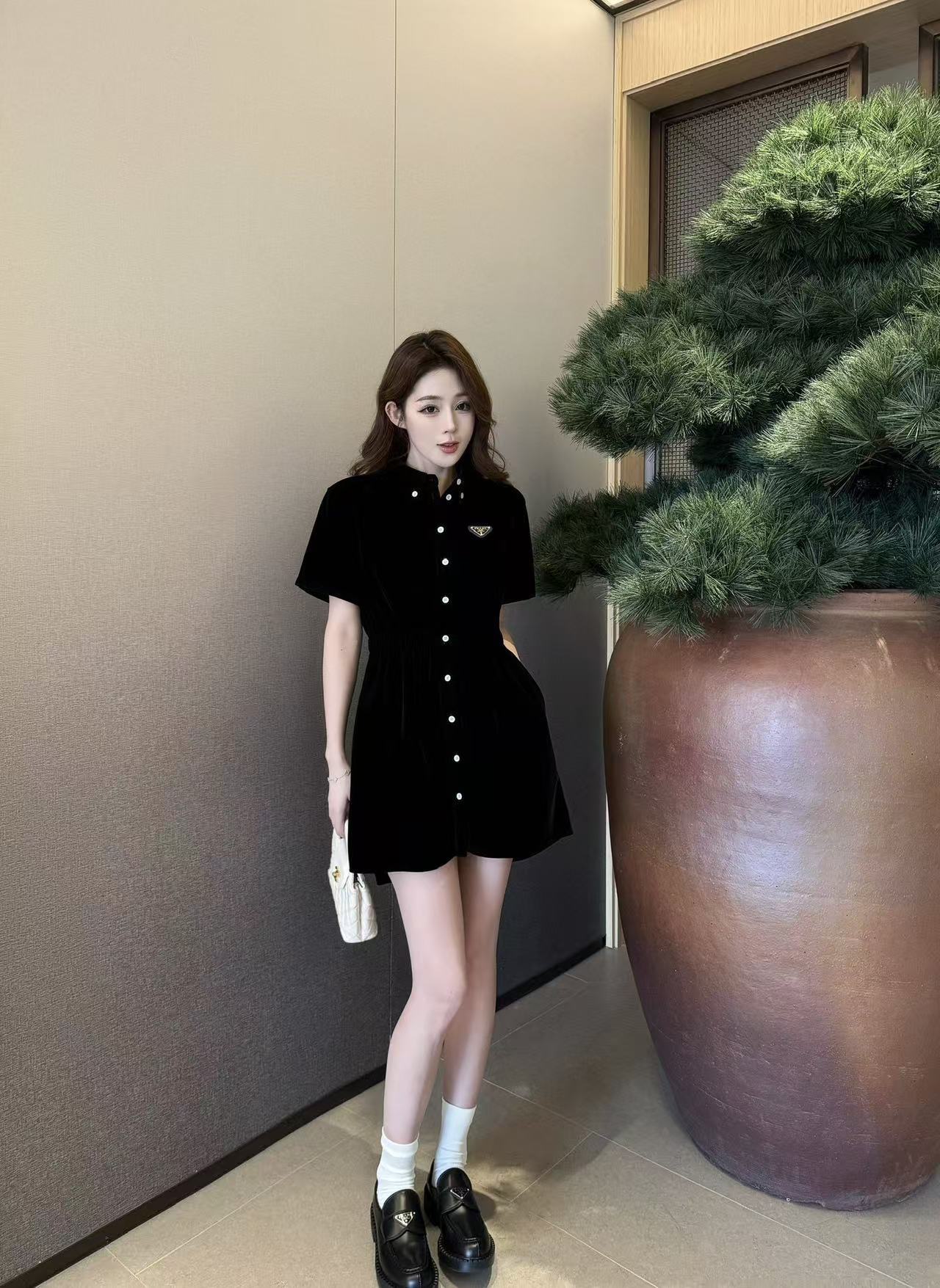 PR4DA ベルベット半袖ドレス【50％割引+送料無料】