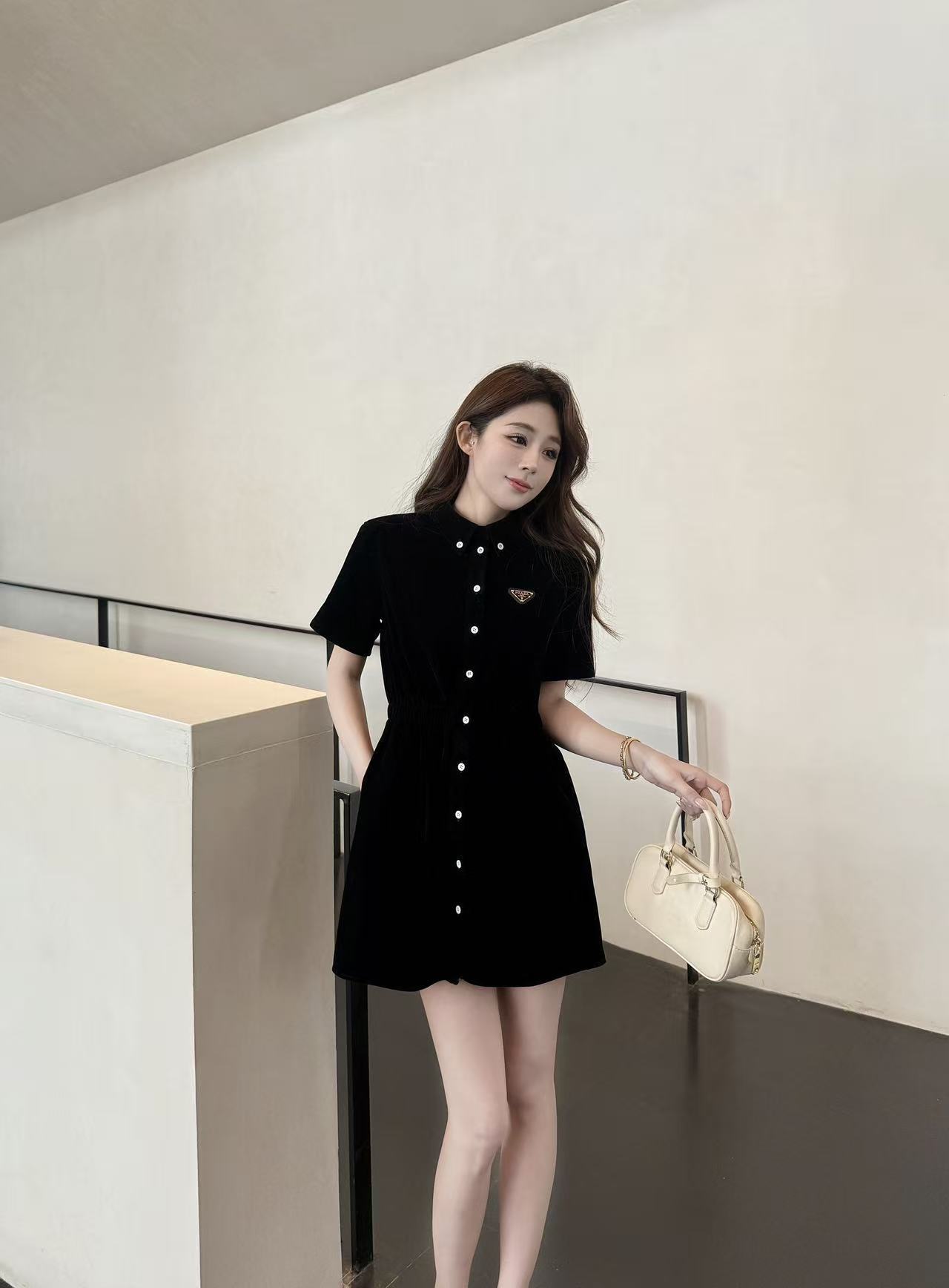 PR4DA ベルベット半袖ドレス【50％割引+送料無料】