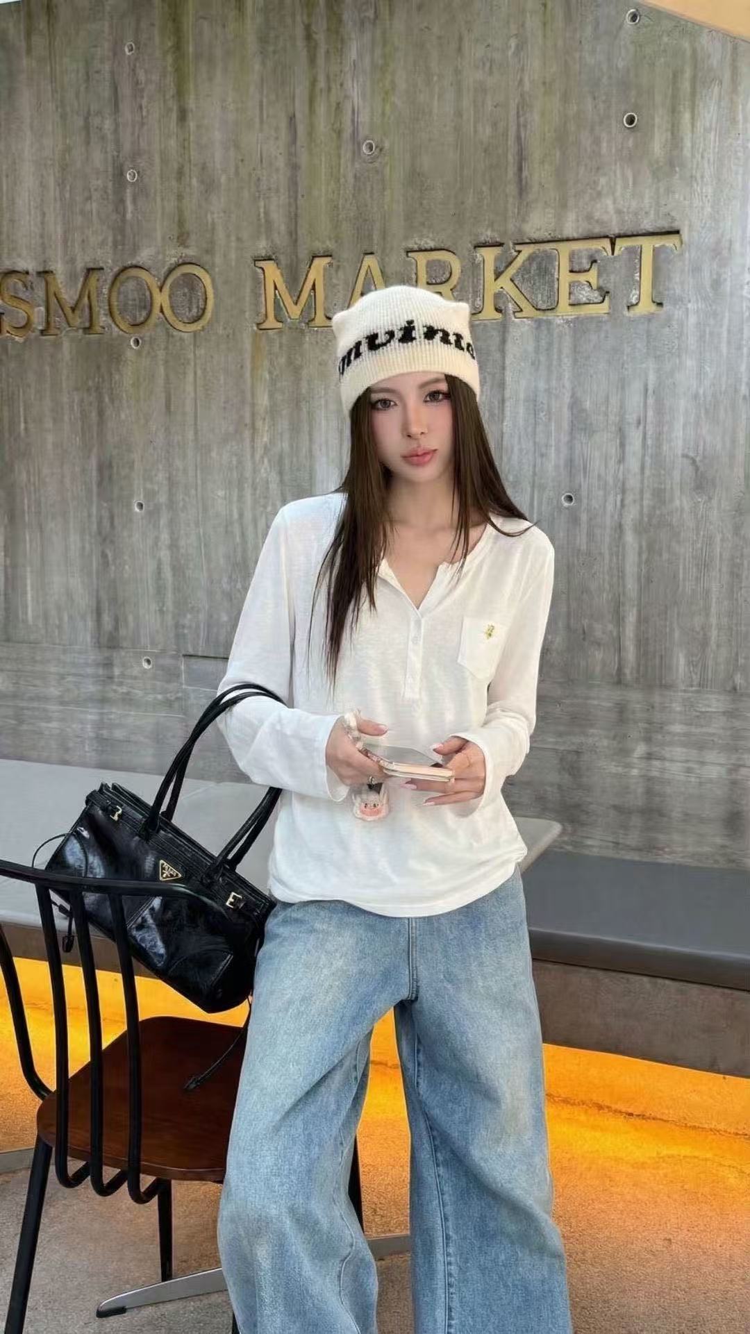 YSL刺繍ロゴ入り長袖Tシャツ【50％割引+送料無料】