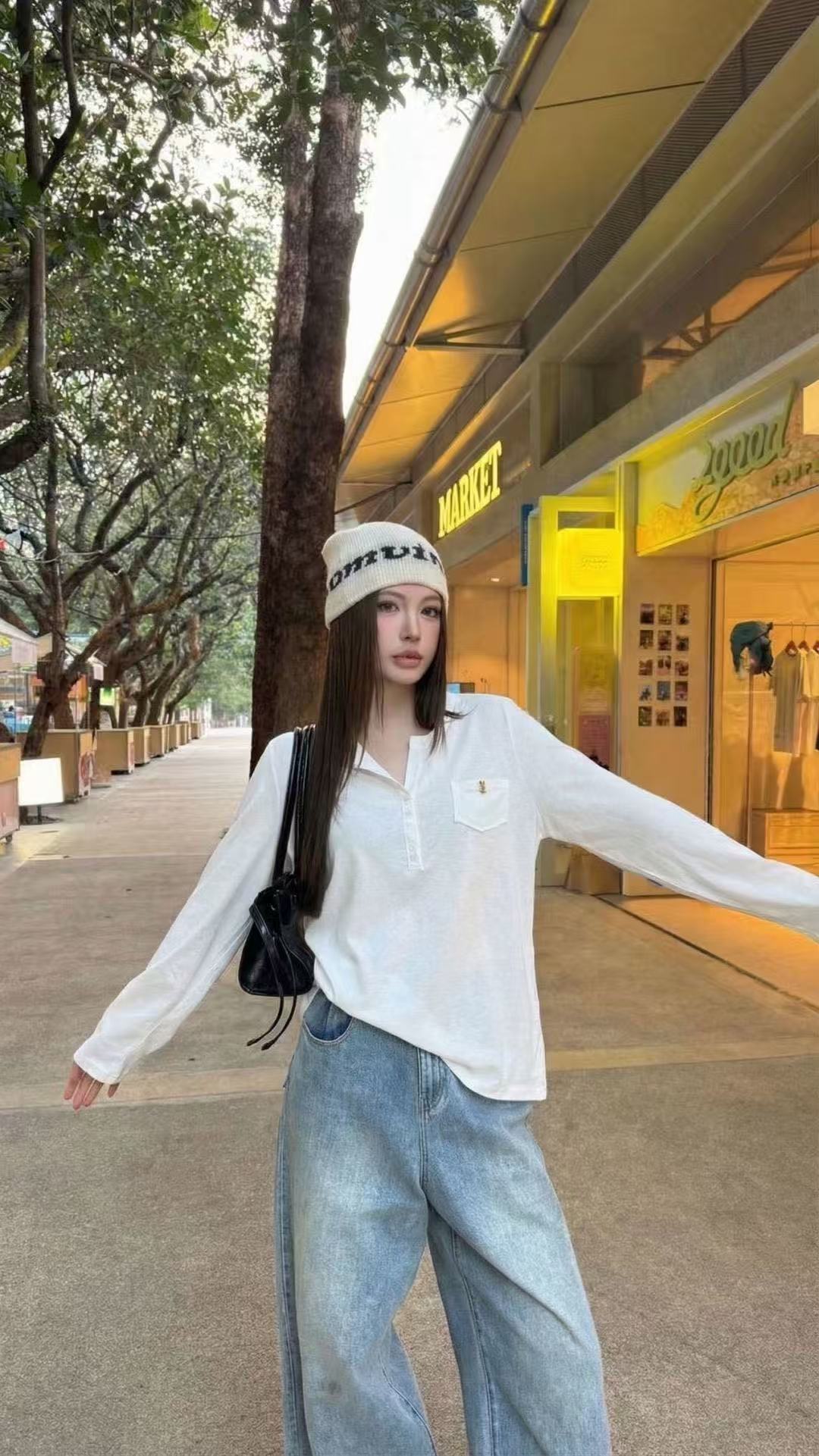 YSL刺繍ロゴ入り長袖Tシャツ【50％割引+送料無料】