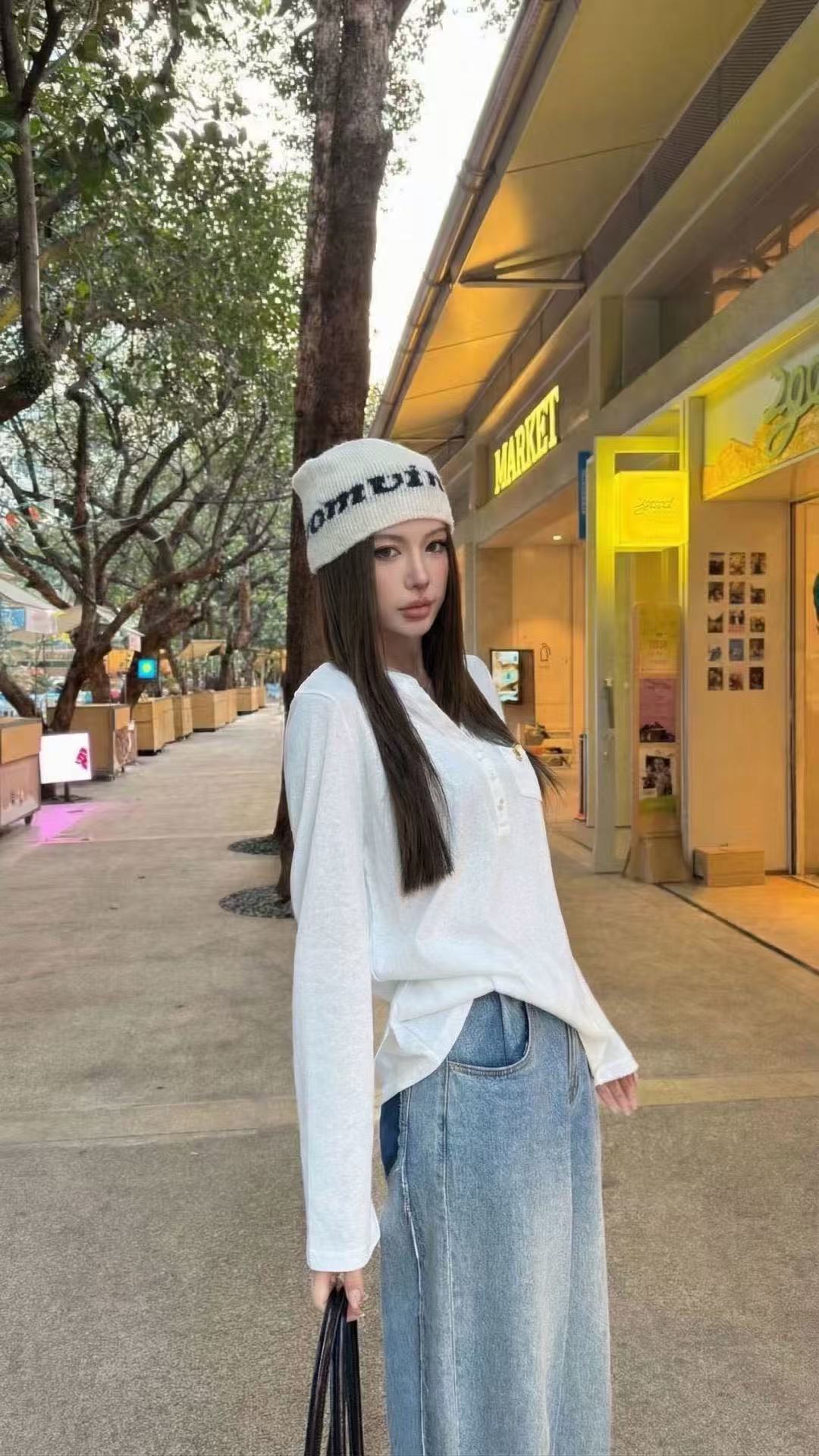 YSL刺繍ロゴ入り長袖Tシャツ【50％割引+送料無料】