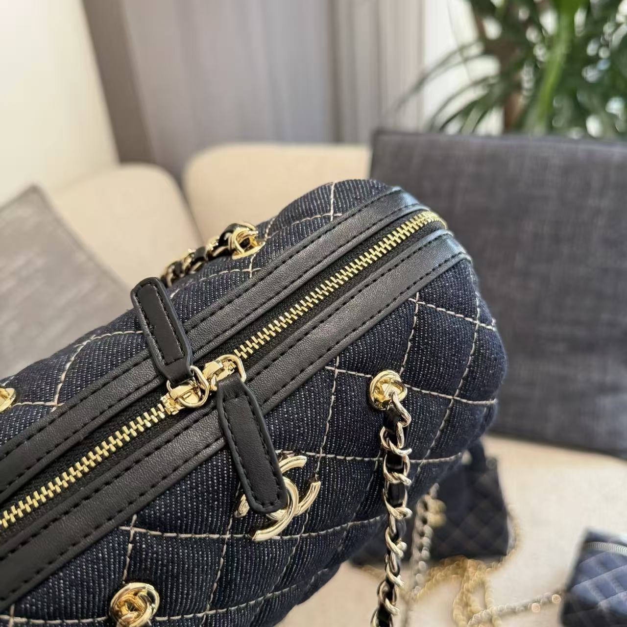 CHANE1チェーンデニムボウリングバッグ【50％割引+送料無料】