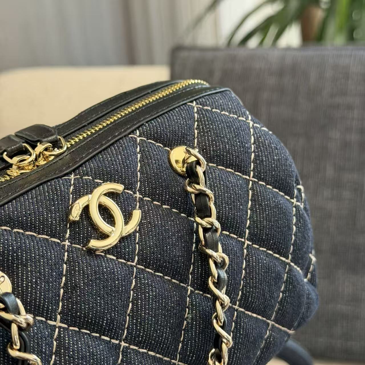 CHANE1チェーンデニムボウリングバッグ【50％割引+送料無料】