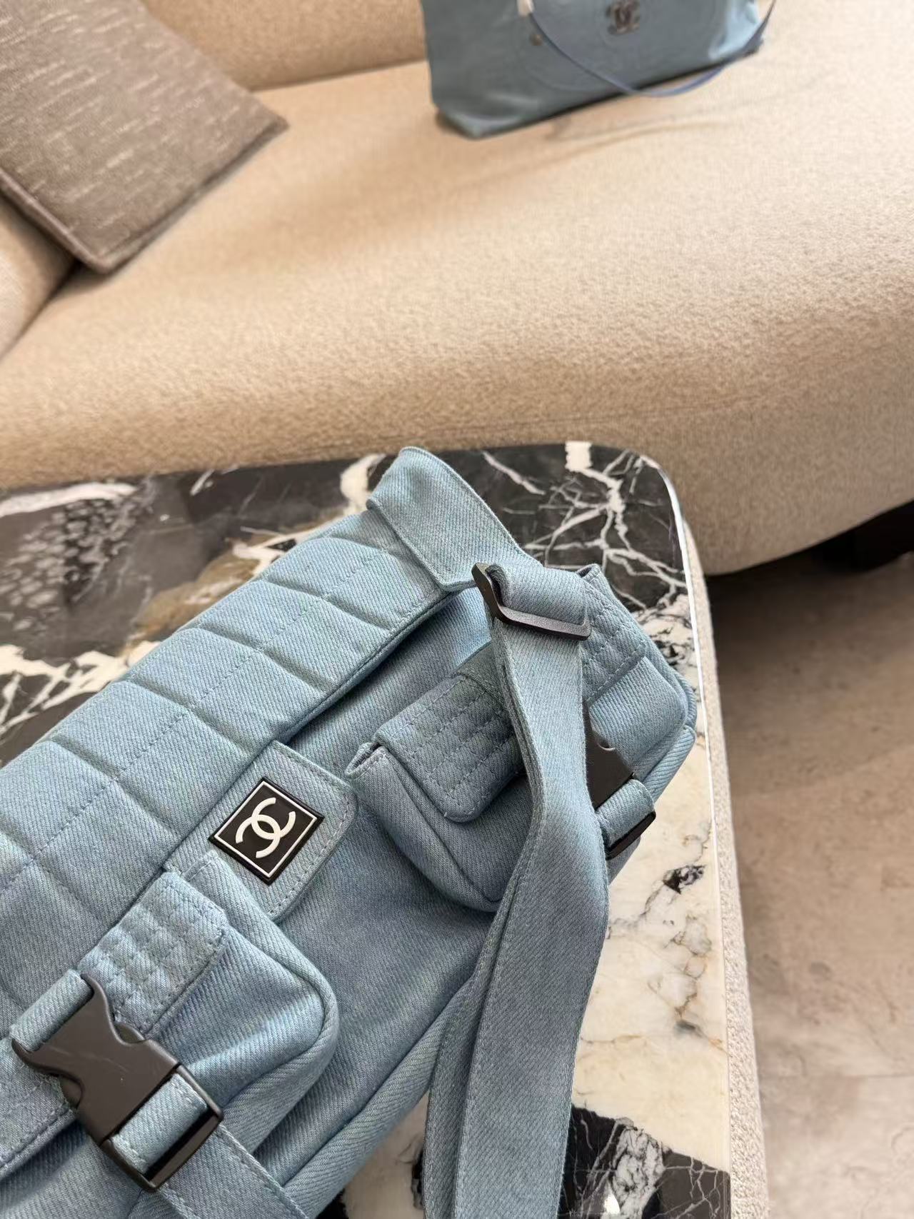 CHANE1 デニムモーターサイクルバッグ【50％割引+送料無料】