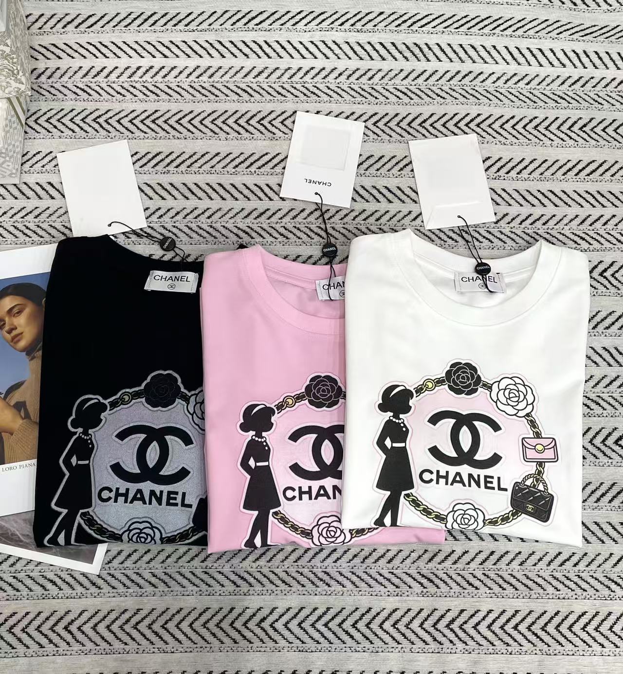 CHANE1 カメリアチェーンバッグ＆レターTシャツ【50％割引+送料無料】