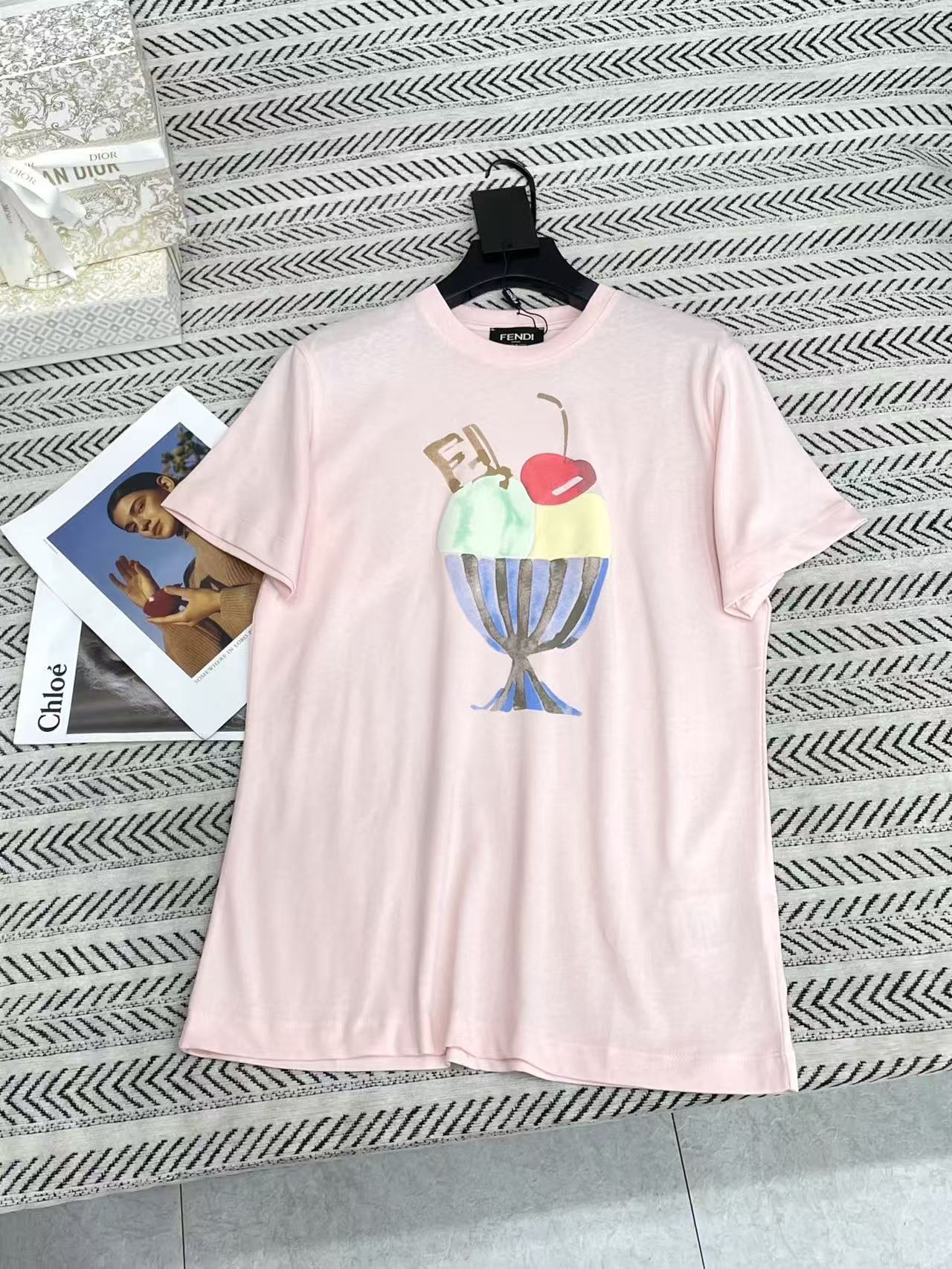 FEND1 アイスクリームチェリーTシャツ【50％割引+送料無料】