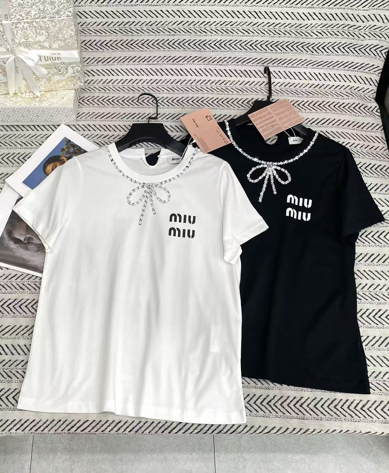 M1UM1U ダイヤモンドボウTシャツ【50％割引+送料無料】