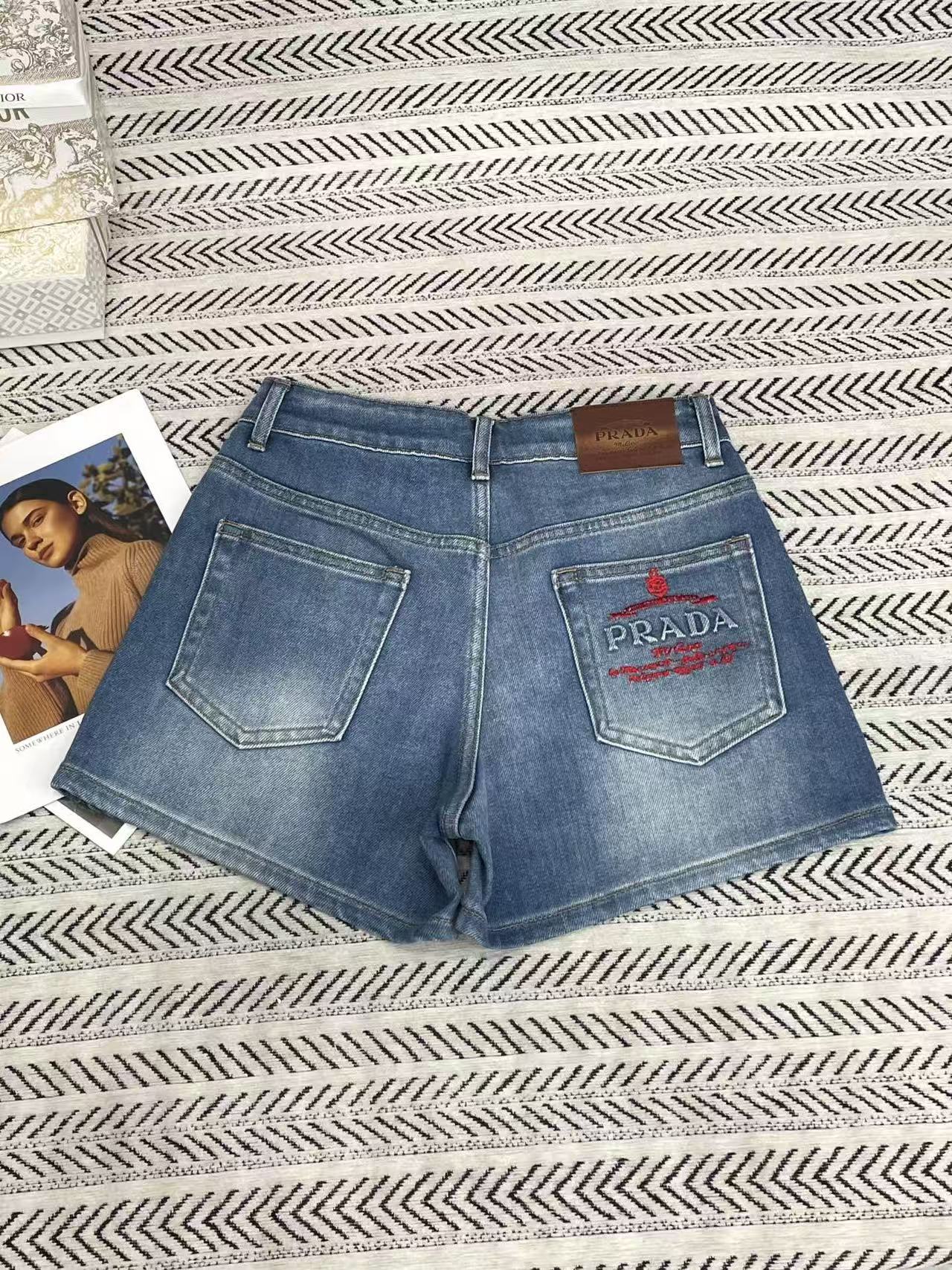 PR4DA 高品質刺繍入りデニムショーツ【50％割引+送料無料】