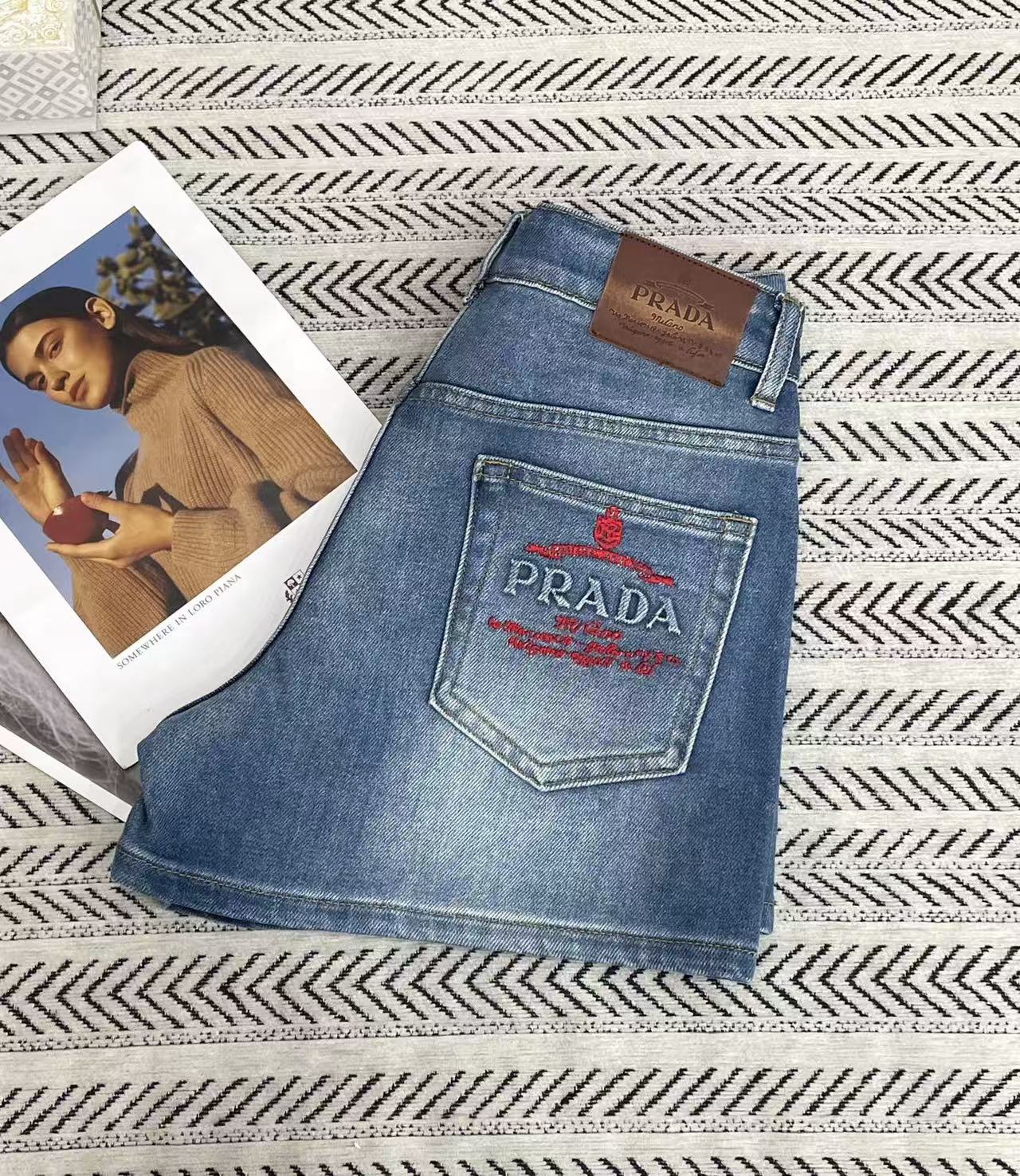 PR4DA 高品質刺繍入りデニムショーツ【50％割引+送料無料】