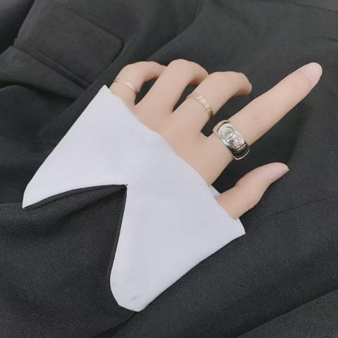 CHANE1 シンプルなダブルCオープンリング【50％割引+送料無料】