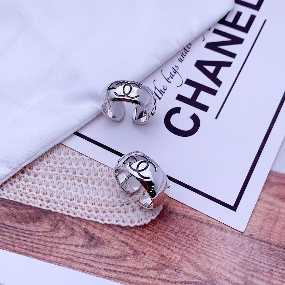 CHANE1 シンプルなダブルCオープンリング【50％割引+送料無料】