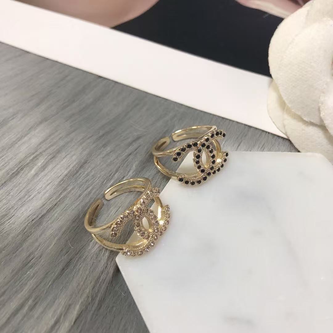 CHANE1 ダブルCダイヤモンドオープンリング【50％割引+送料無料】