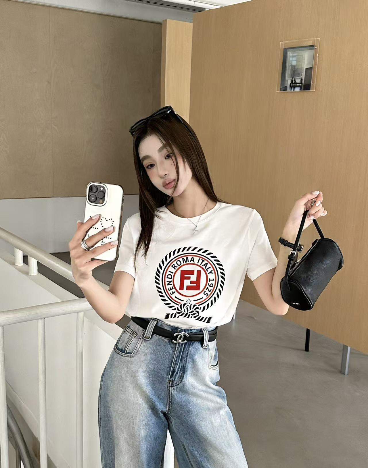 FEND1 シンプルレターTシャツ【50％割引+送料無料】