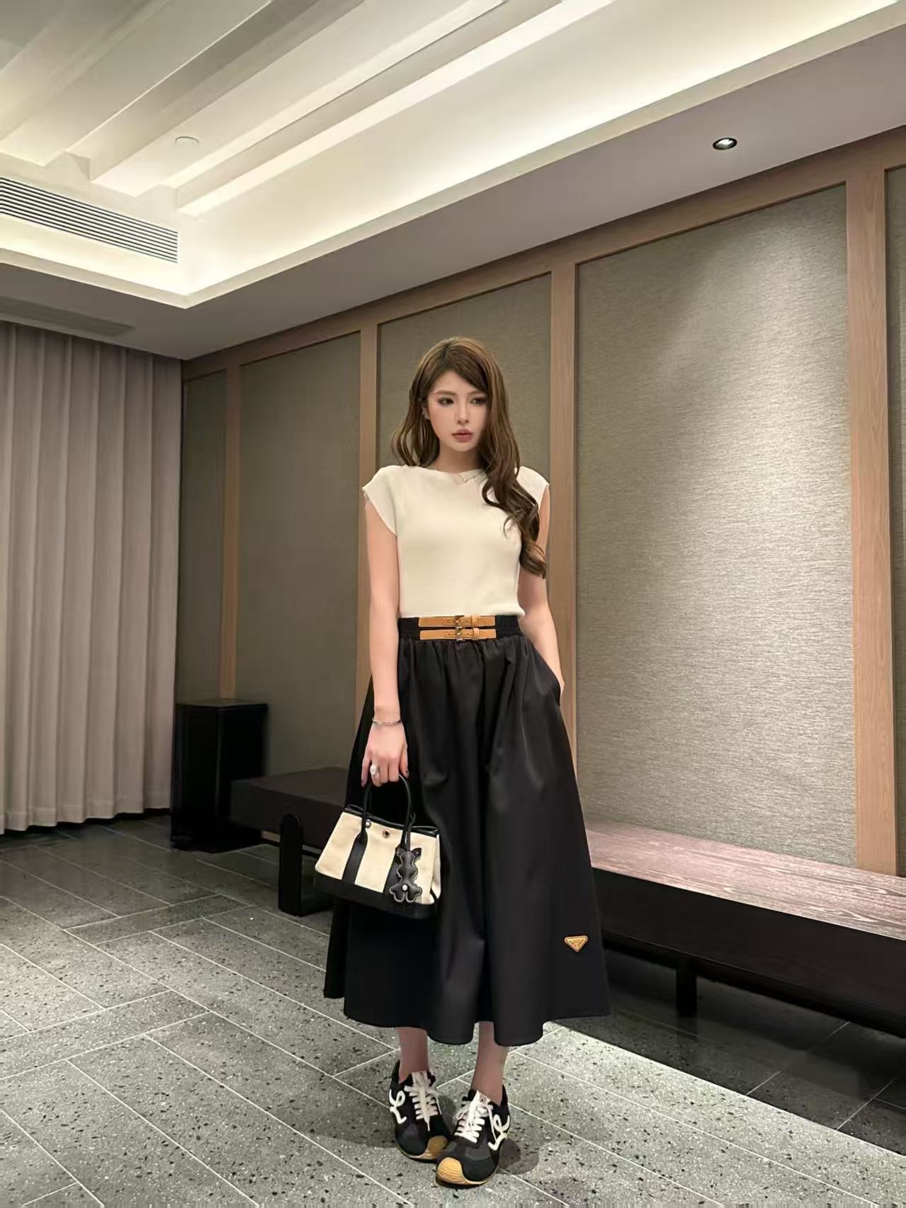 PR4DA ウエストゴム入りプリーツミディスカート【50％割引+送料無料】