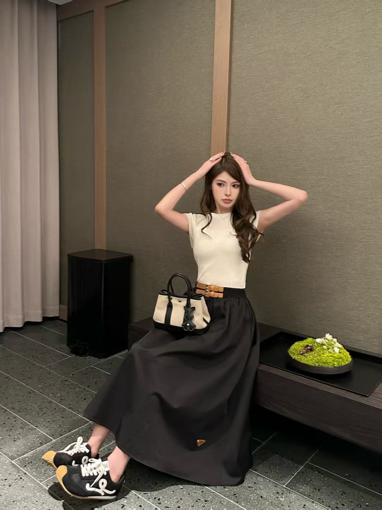 PR4DA ウエストゴム入りプリーツミディスカート【50％割引+送料無料】