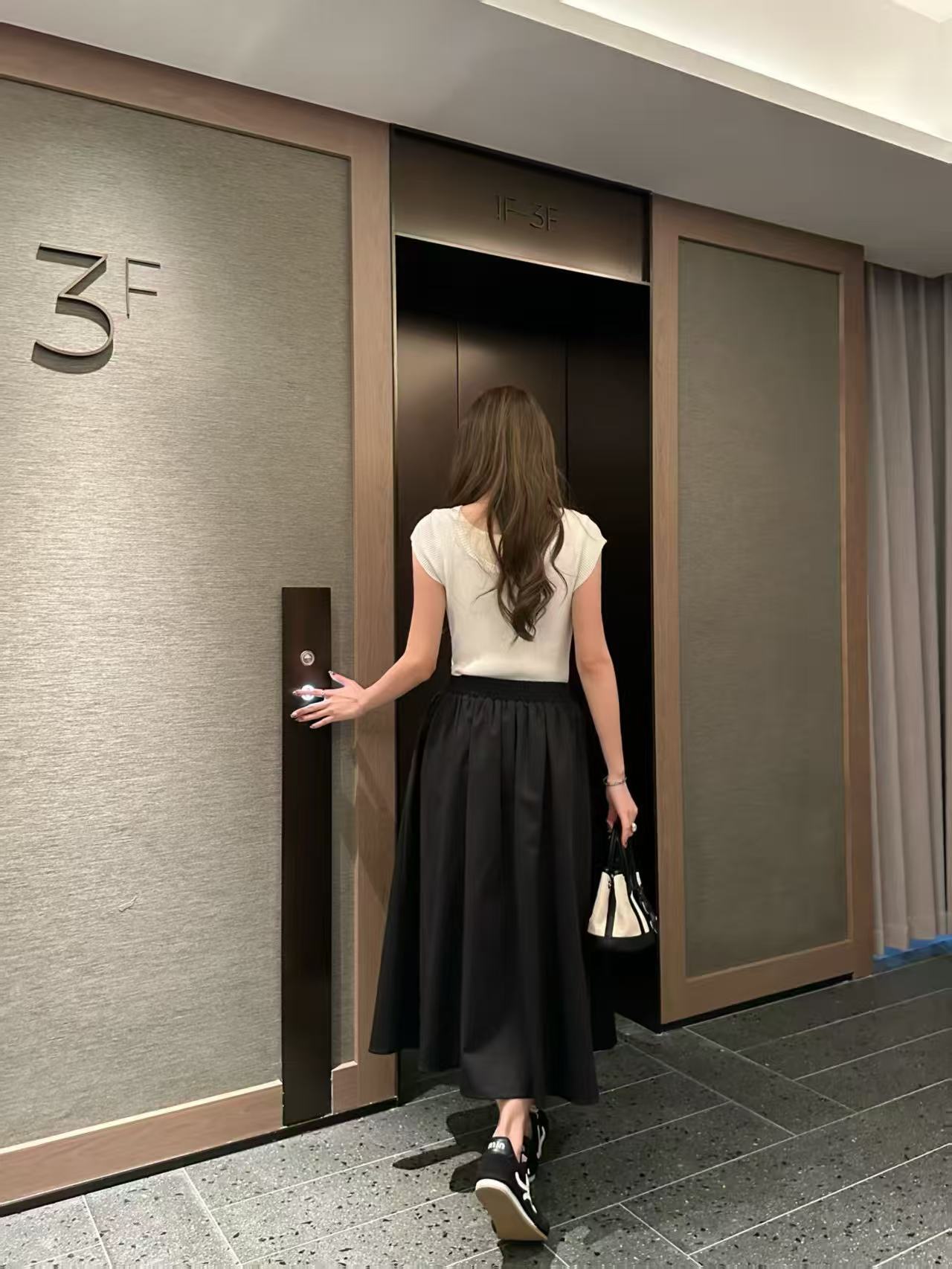 PR4DA ウエストゴム入りプリーツミディスカート【50％割引+送料無料】