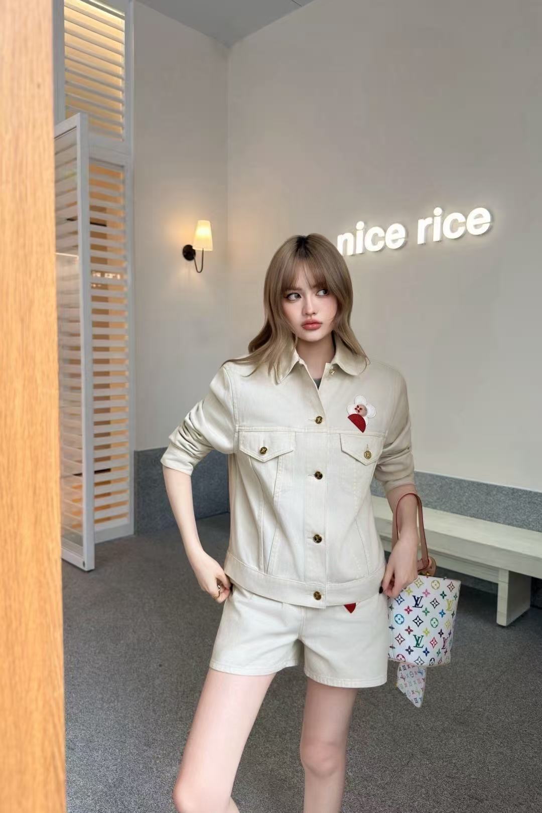 LV 四つ葉のクローバー デニムショートパンツ＆ジャケット 2点セット【50％割引+送料無料】