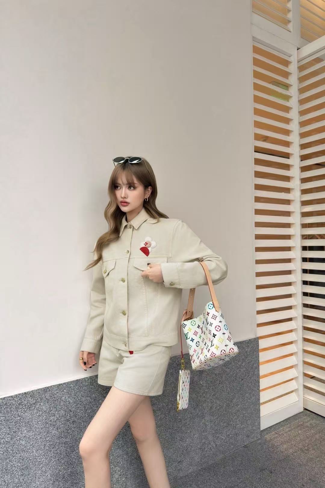 LV 四つ葉のクローバー デニムショートパンツ＆ジャケット 2点セット【50％割引+送料無料】