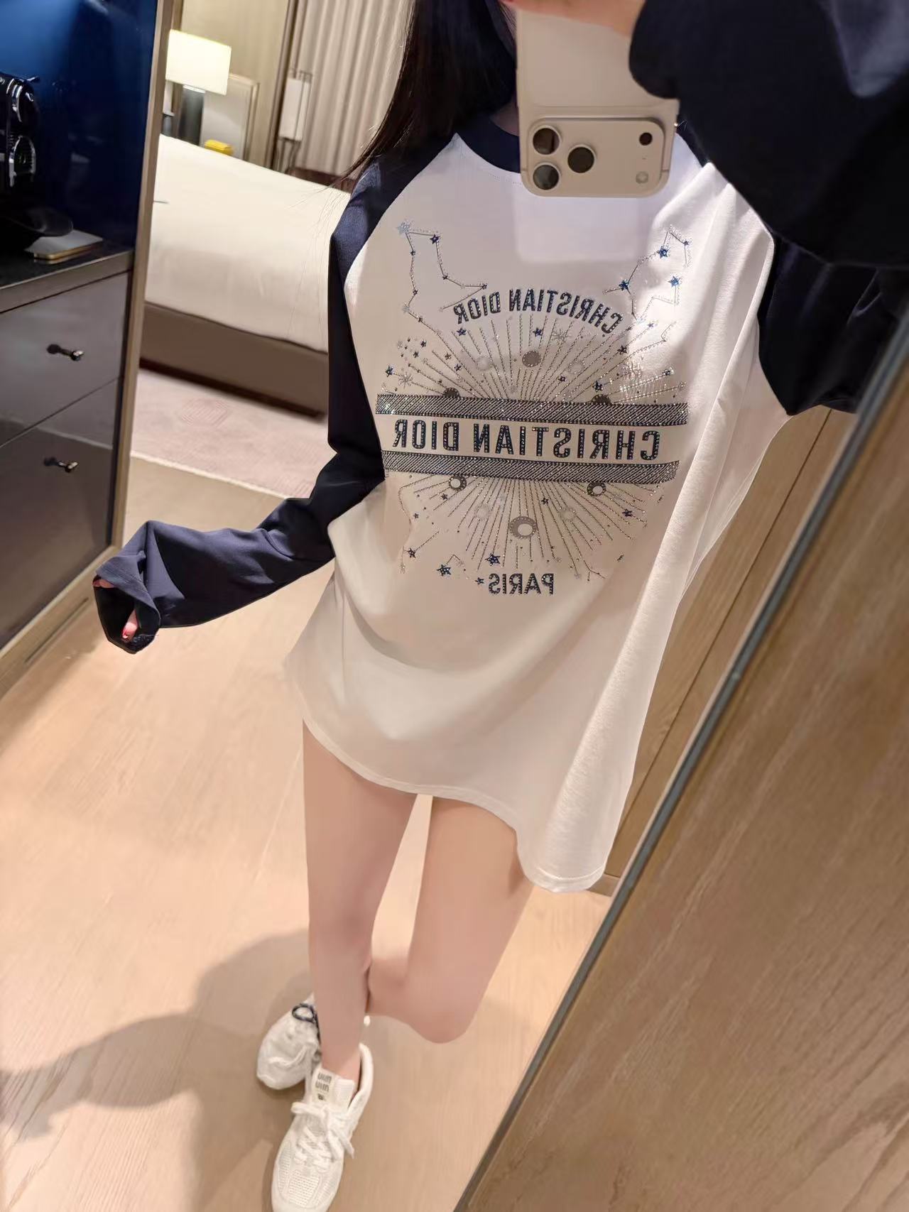 DIOR カラーブロック レタリング 長袖Tシャツ【50％割引+送料無料】