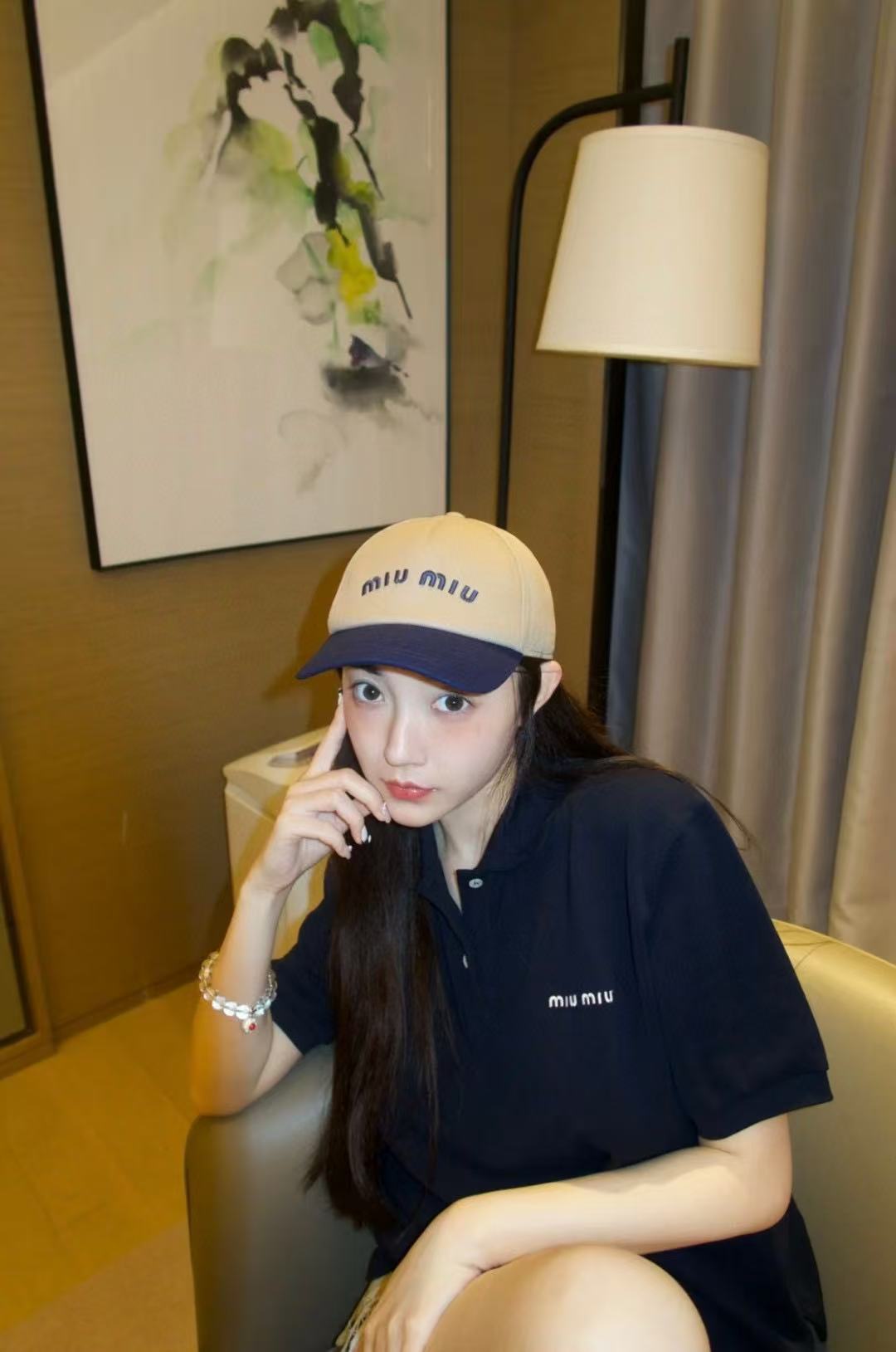 M1UM1U カラーブロック 刺繍ロゴ ベースボールキャップ【50％割引+送料無料】