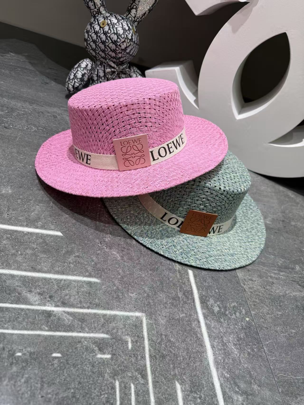 L0WEW 編み込みフラットトップストローハット【50％割引+送料無料】