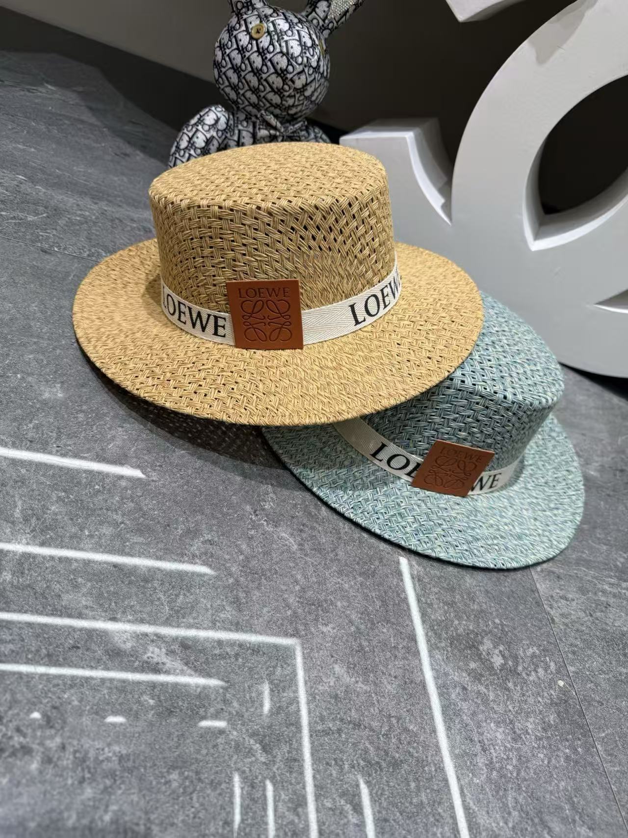L0WEW 編み込みフラットトップストローハット【50％割引+送料無料】