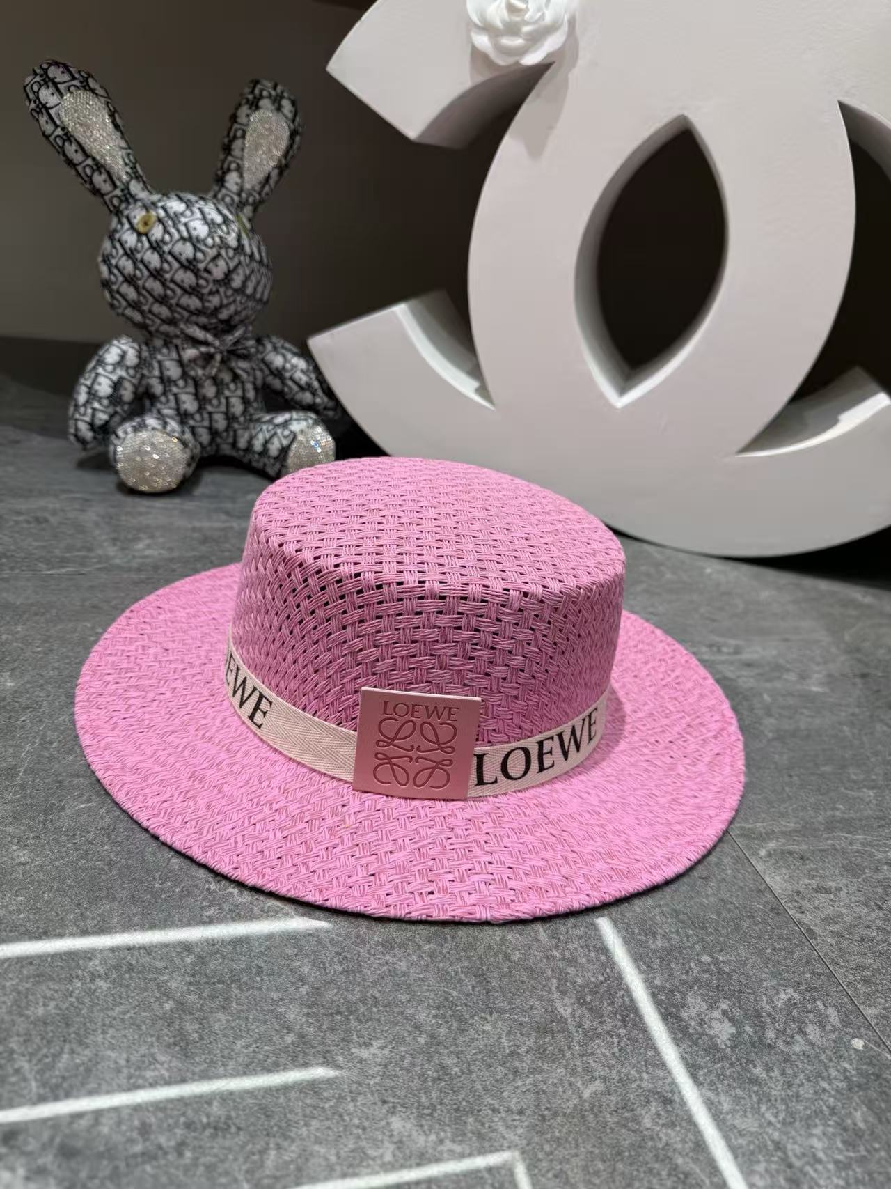L0WEW 編み込みフラットトップストローハット【50％割引+送料無料】