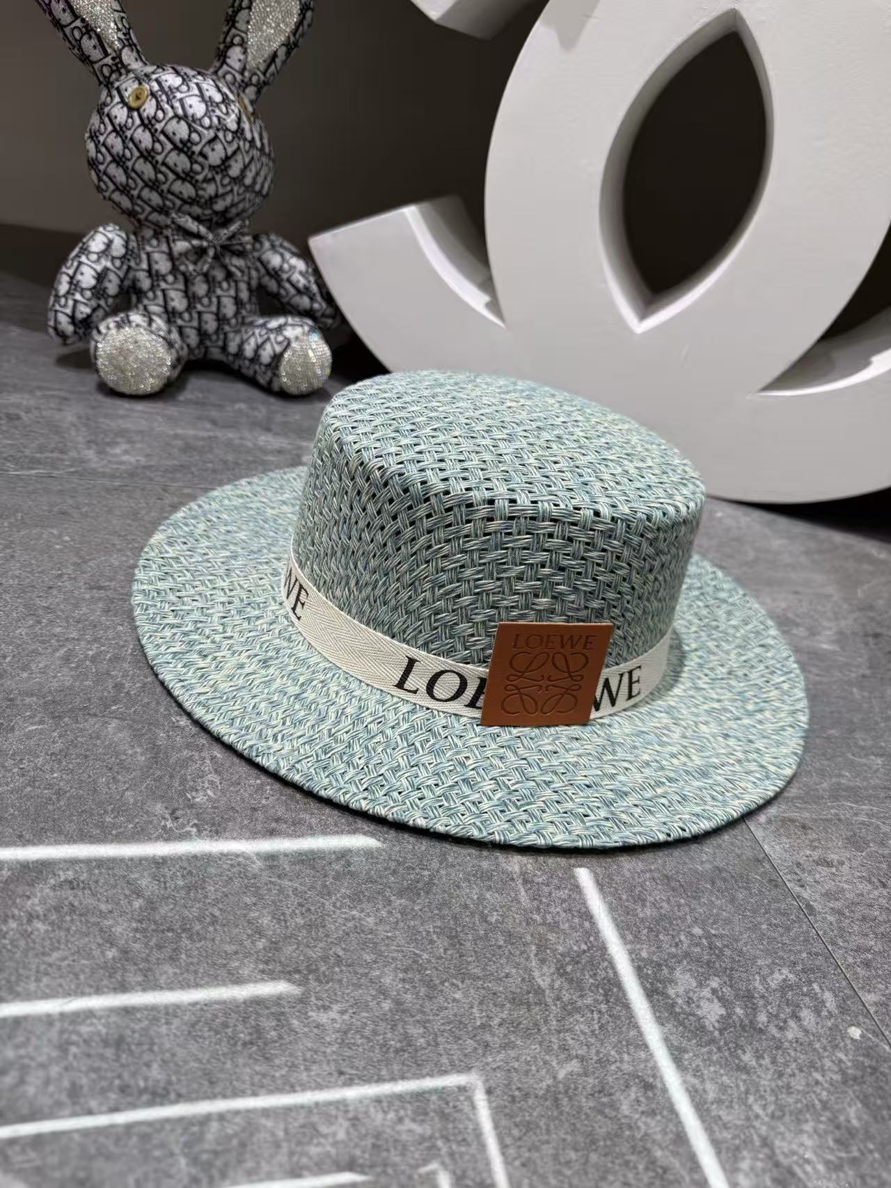 L0WEW 編み込みフラットトップストローハット【50％割引+送料無料】