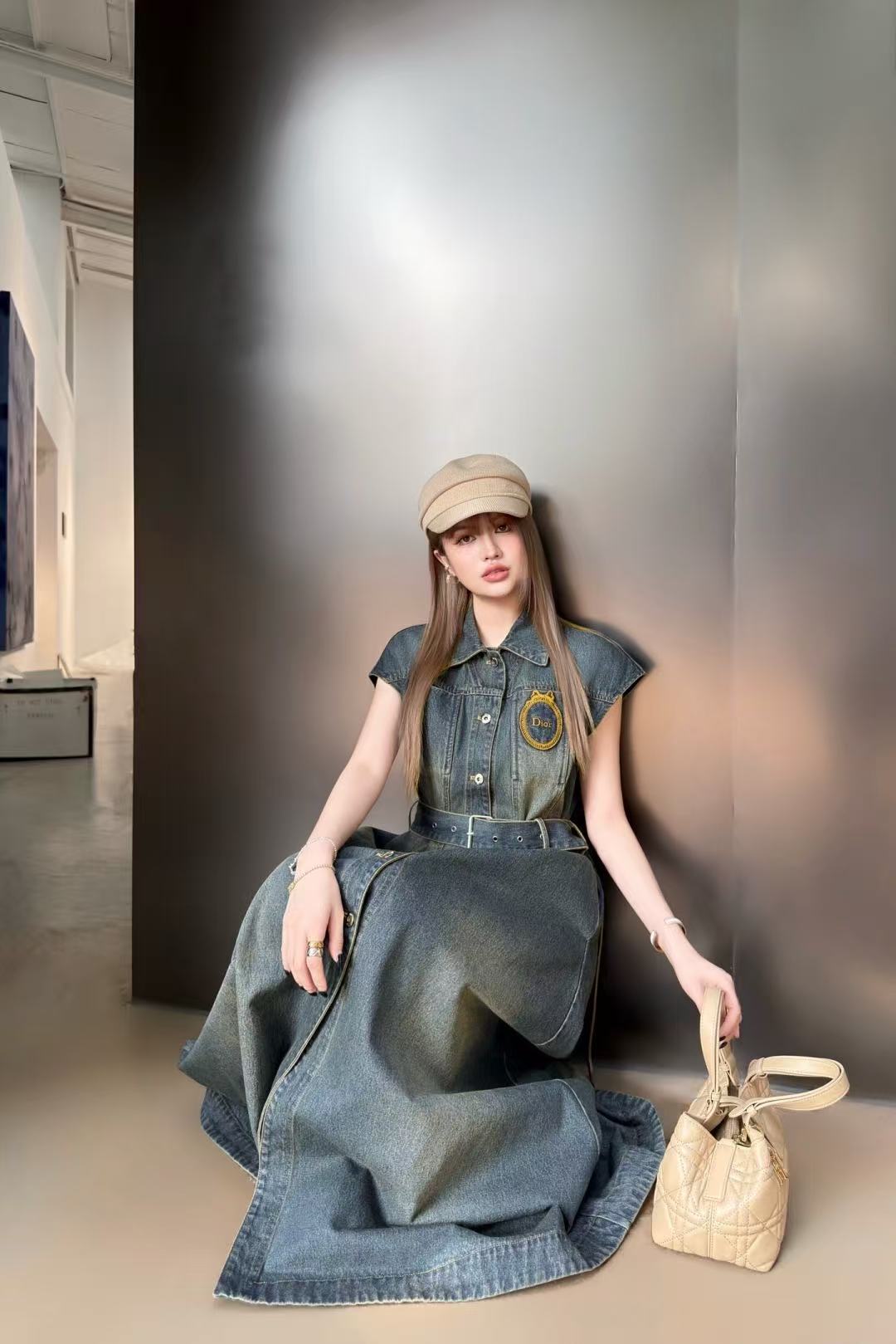 DIOR 刺繍入りレター デニムドレス【50％割引+送料無料】