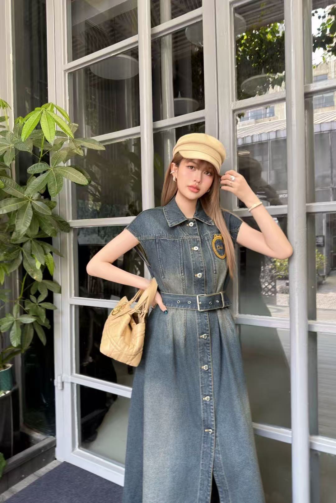 DIOR 刺繍入りレター デニムドレス【50％割引+送料無料】