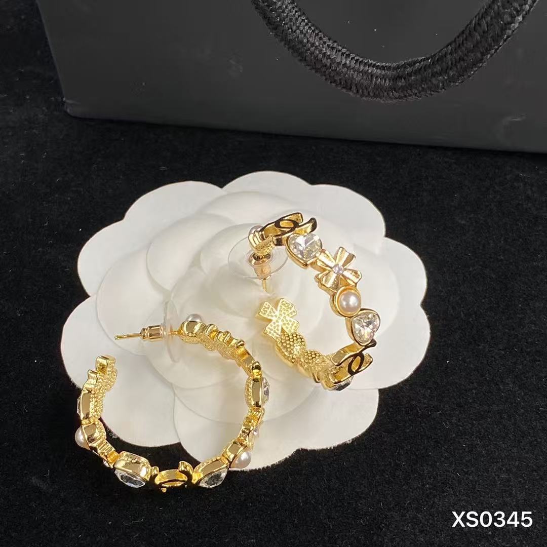 CHANE1 フラワーダイヤモンドハートイヤリング【50％割引+送料無料】