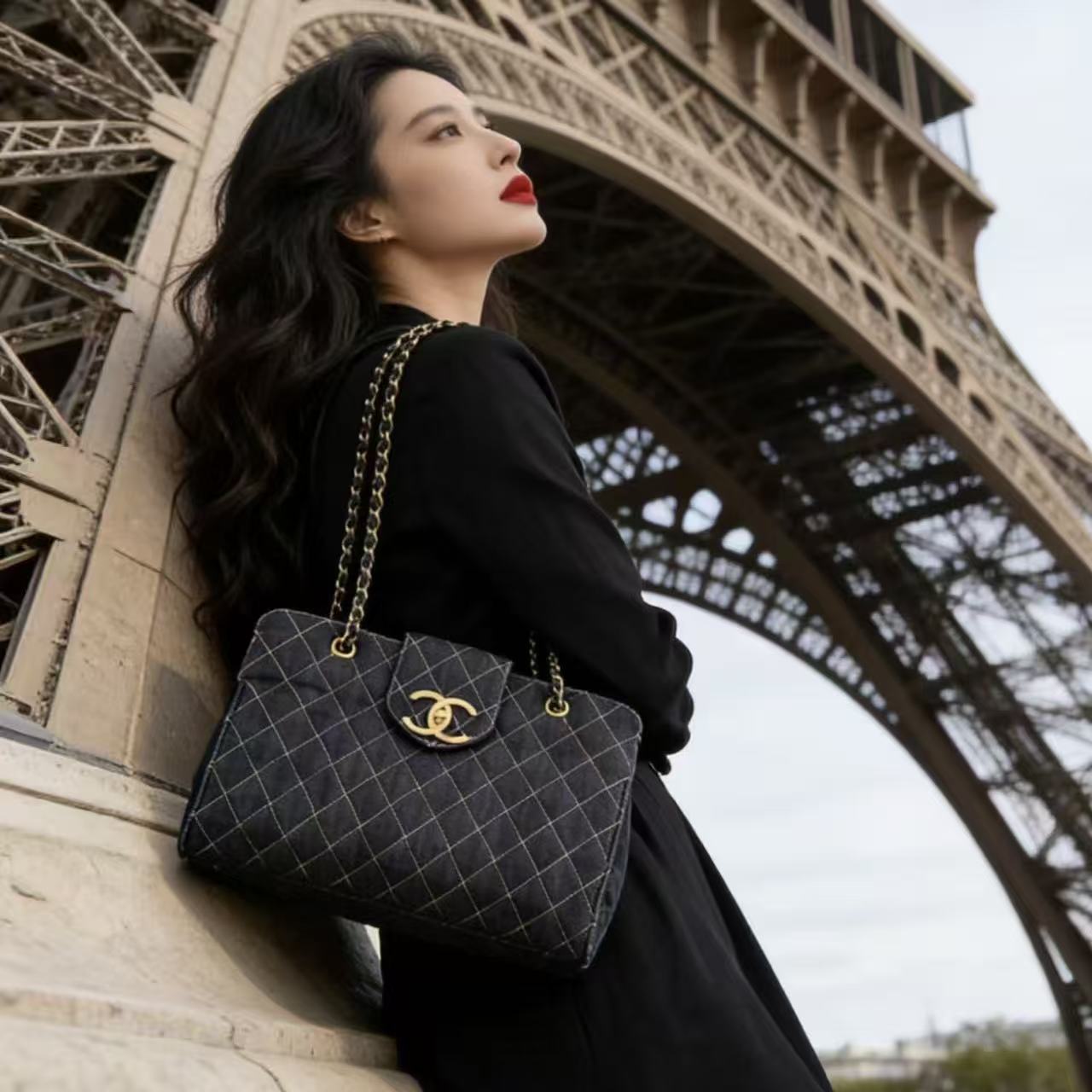 CHANE1 チェーンデニムトートバッグ【50％割引+送料無料】