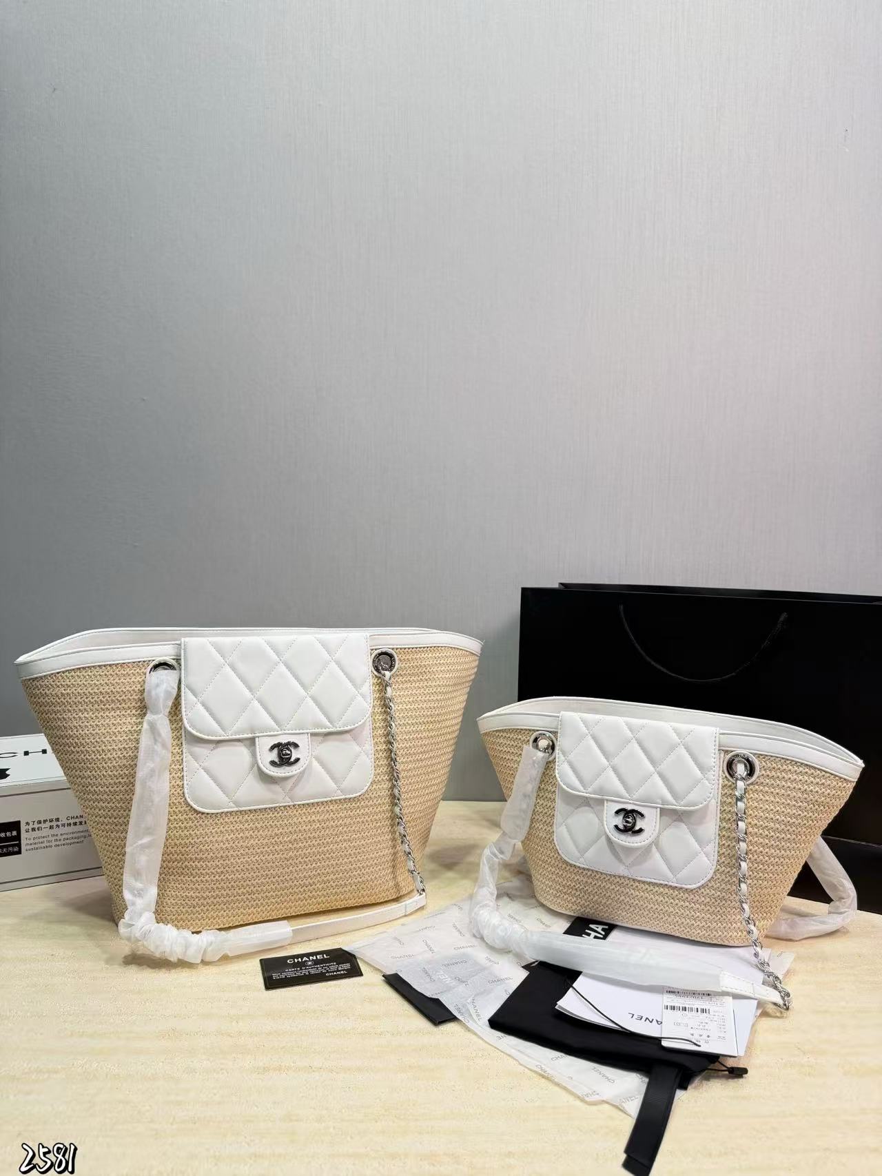 CHANE1 チェーンストロー織りショッピングバッグ【50％割引+送料無料】