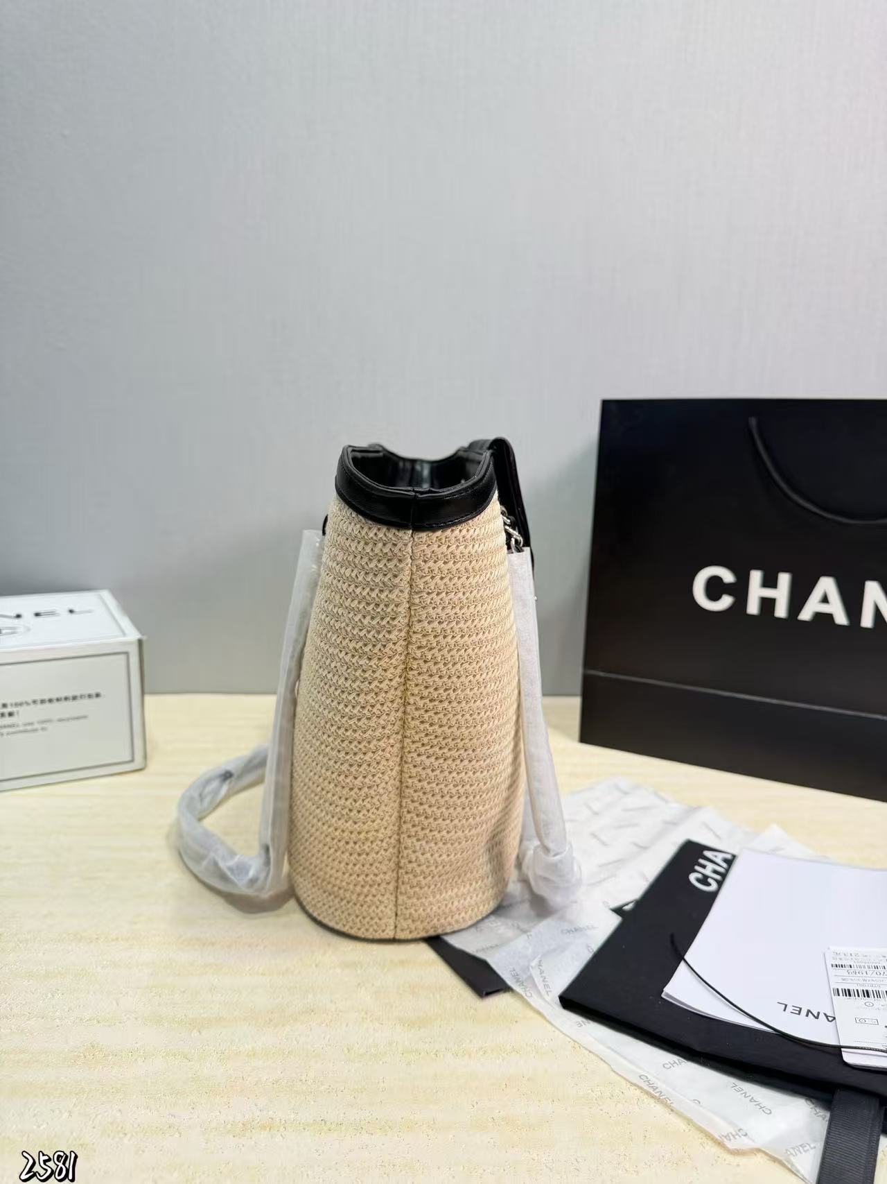 CHANE1 チェーンストロー織りショッピングバッグ【50％割引+送料無料】