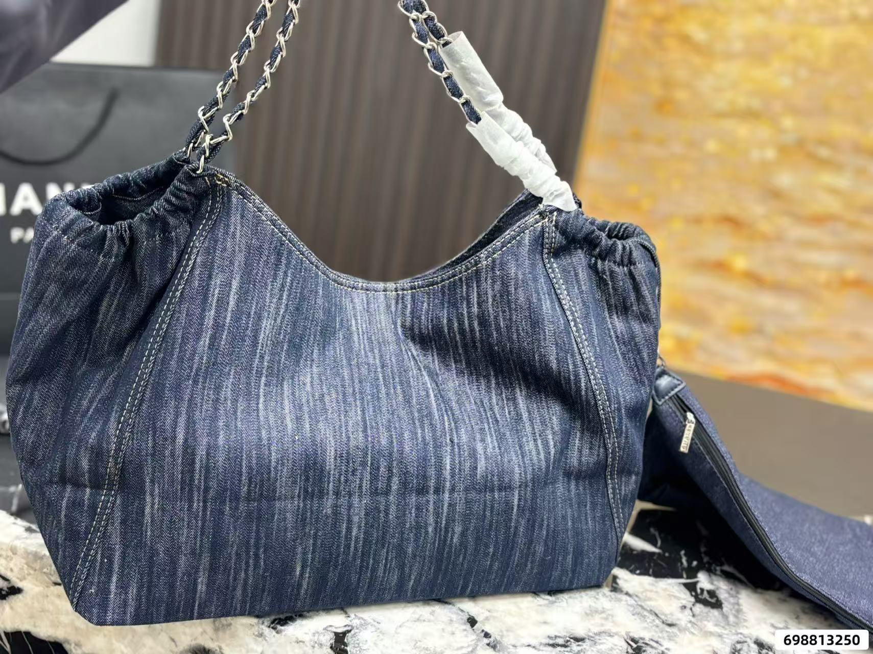 CHANE1 チェーンデニムトートバッグ【50％割引+送料無料】