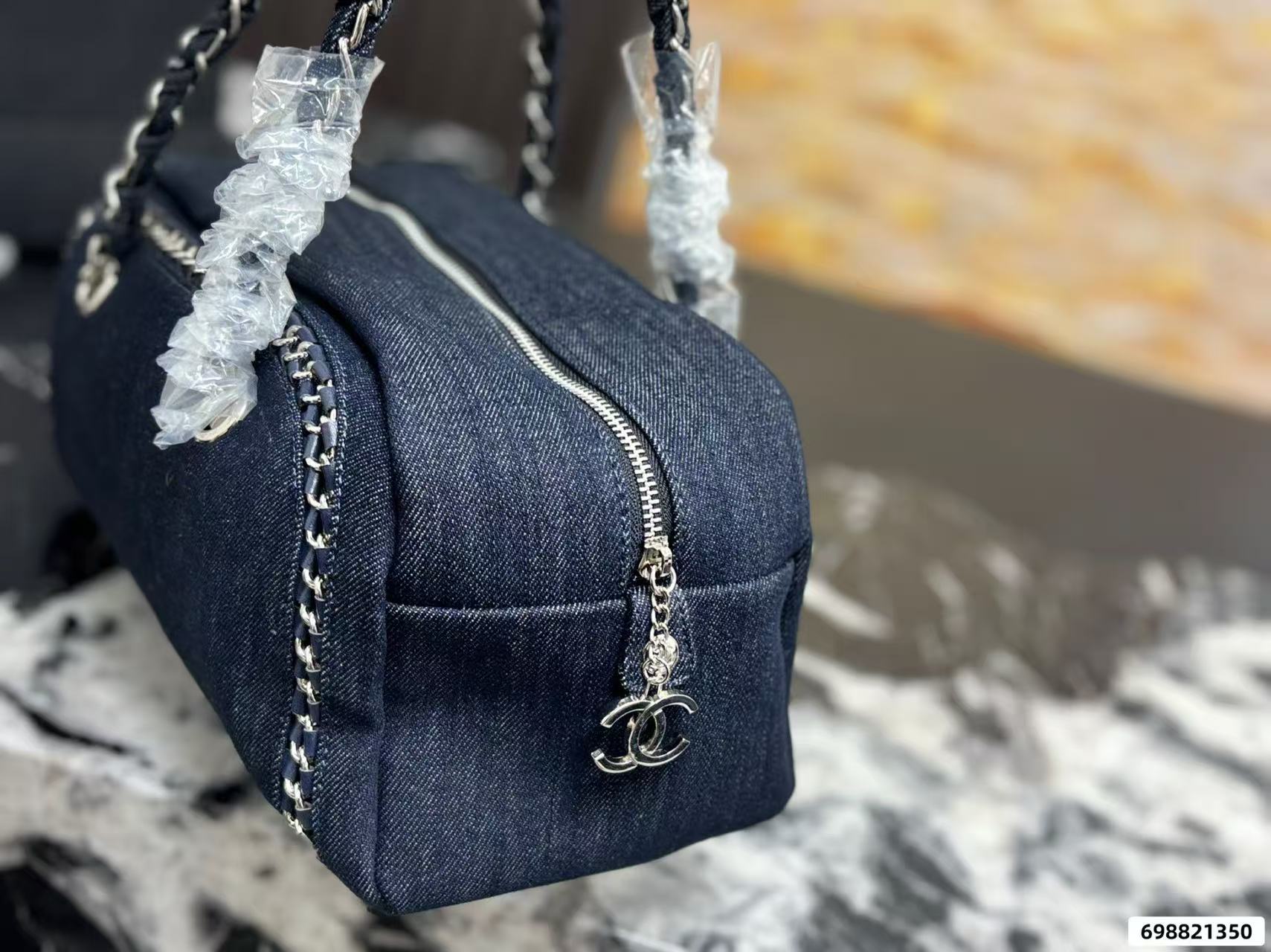 CHANE1 チェーンデニムボウリングバッグ【50％割引+送料無料】