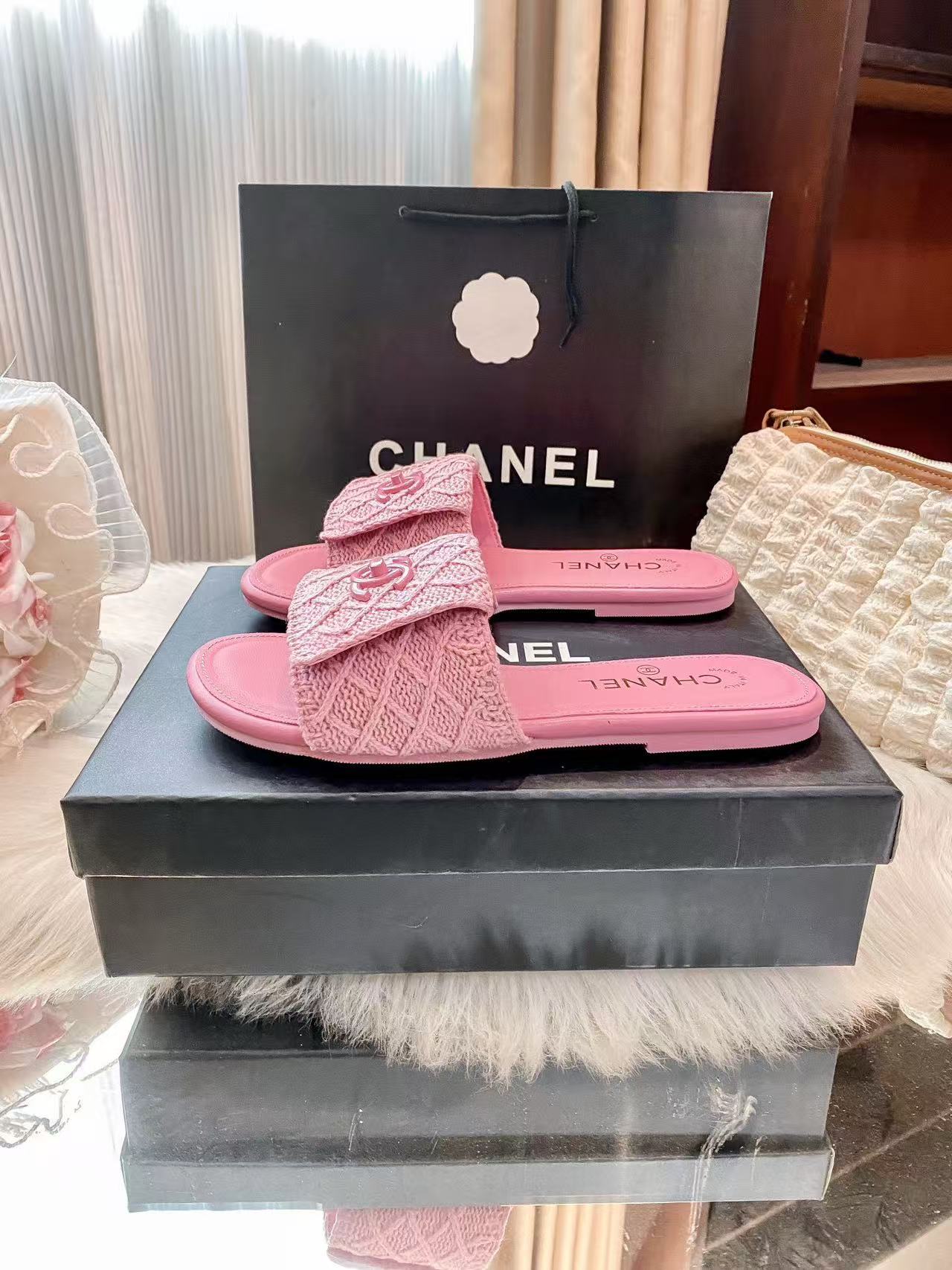 CHANE1 ダブルCチェック柄スリッパ【50％割引+送料無料】