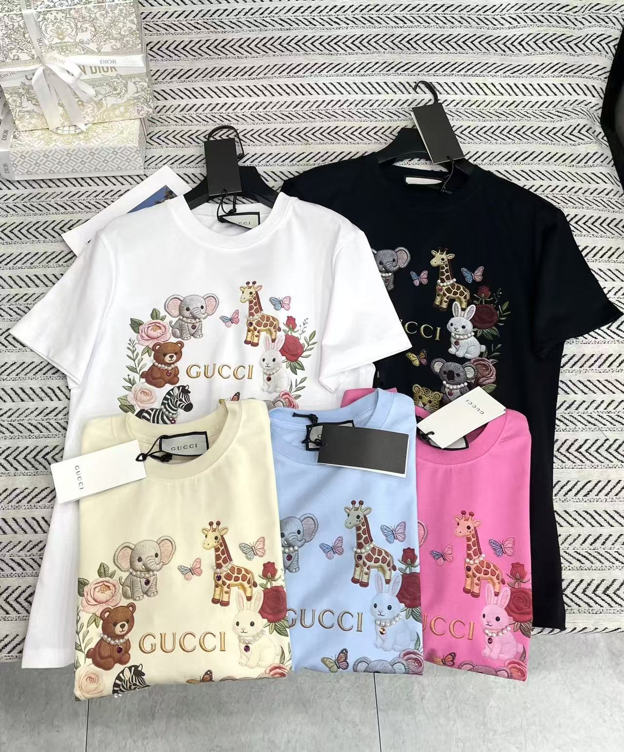 GUCC1 カートゥーンアニマル 3DパールTシャツ【50％割引+送料無料】