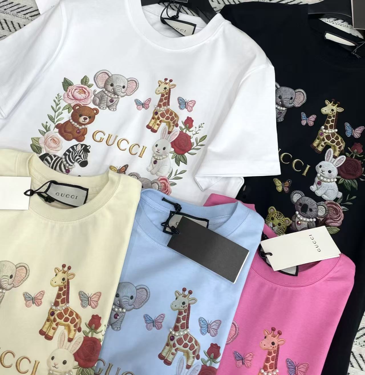GUCC1 カートゥーンアニマル 3DパールTシャツ【50％割引+送料無料】