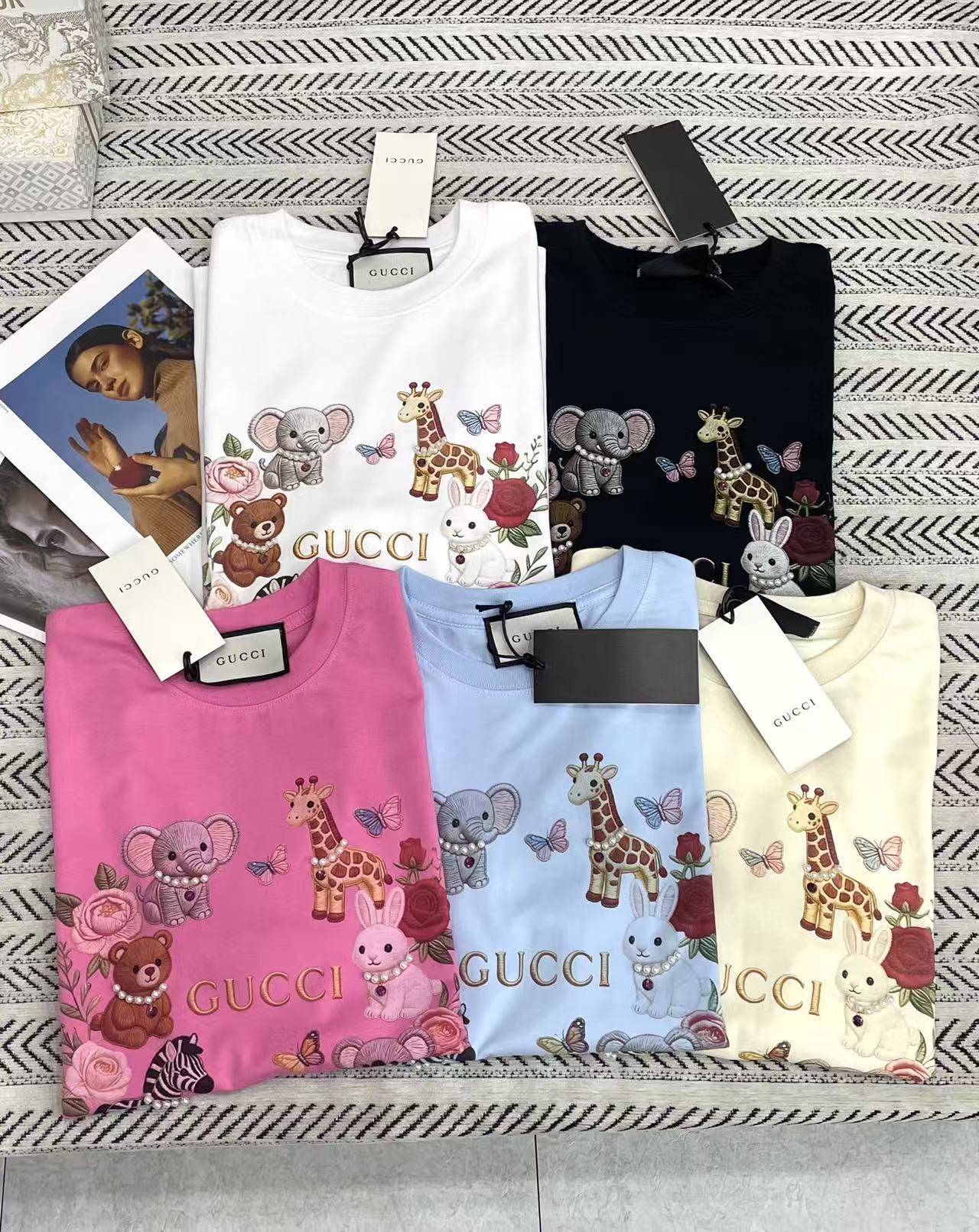 GUCC1 カートゥーンアニマル 3DパールTシャツ【50％割引+送料無料】