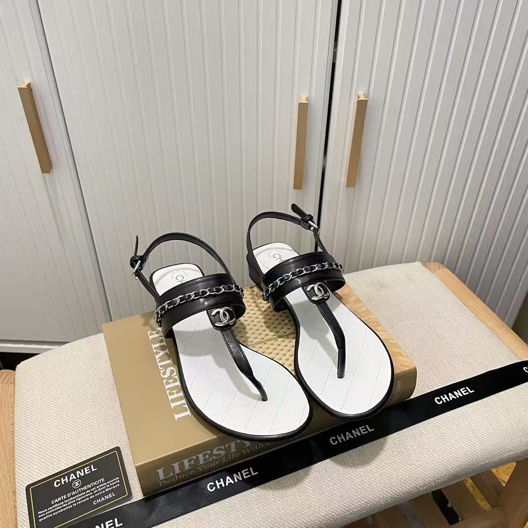 CHANE1 ダブルCチェーンサンダル【50％割引+送料無料】